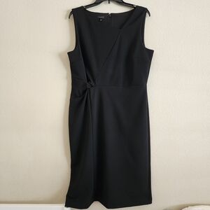 Talbots Black Asymmetric Twist Front Sheath Dress Size 12 NWT